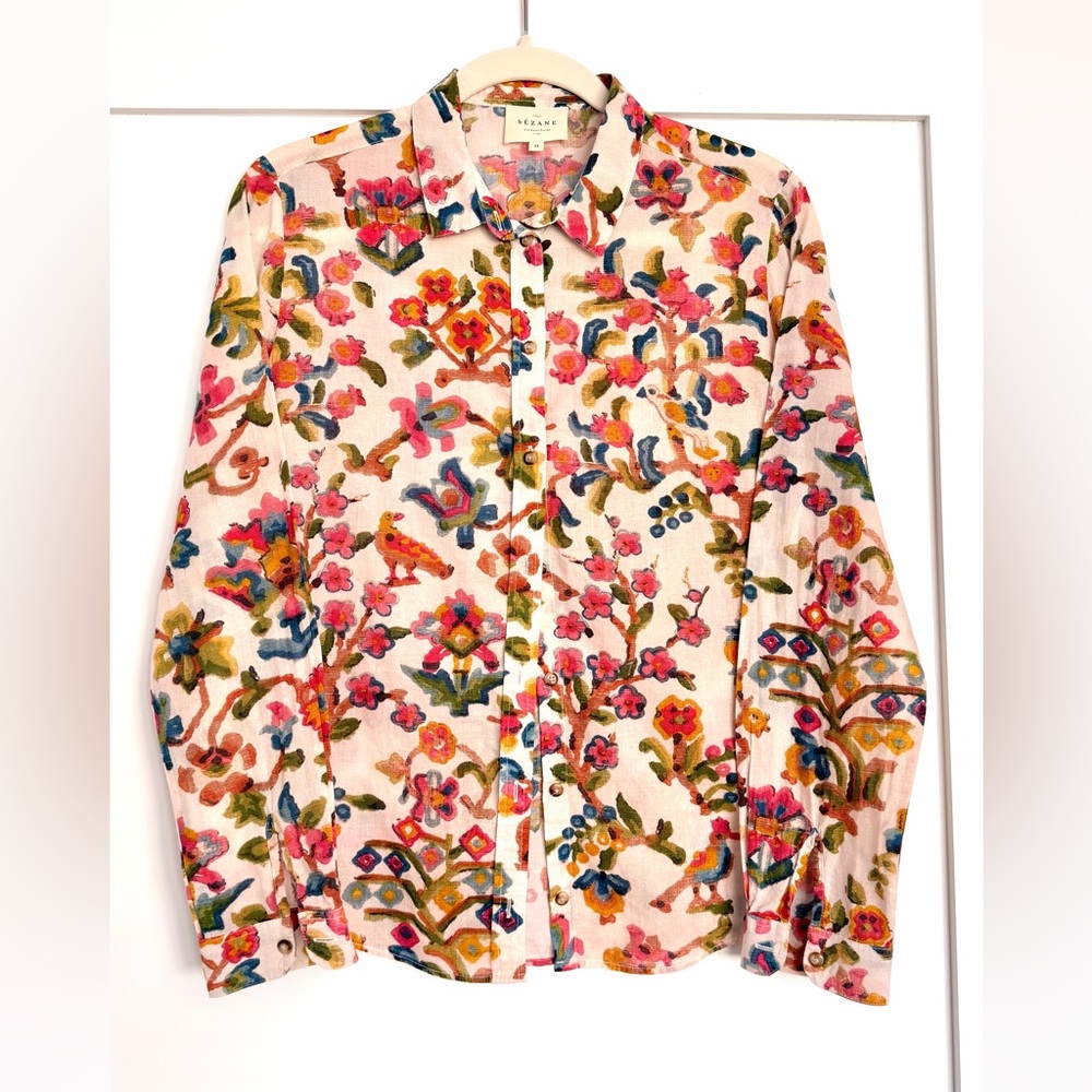 Sezane Floral Button Down Shirt - Multicolor